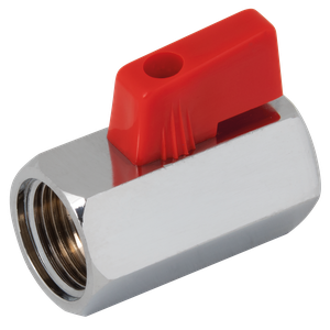 BSP MINI BALLVALVE F/F RED HANDLE