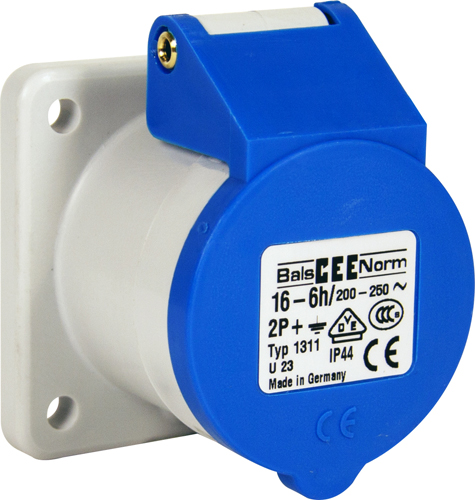 240V 16 Amp Blue Panel Socket