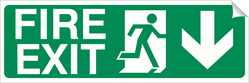 Down Arrow - Fire Exit 150 x 450mm Sticker