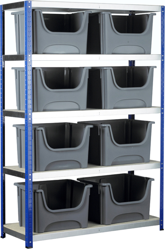 BARTON Shelving System 1200mm + 8 Space Bins