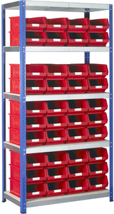 BARTON Shelving System 900mm + 40 x SB3 Red