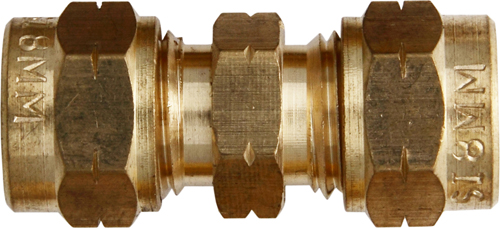 Tube Couplings Brass w/Stp Olives 6mm