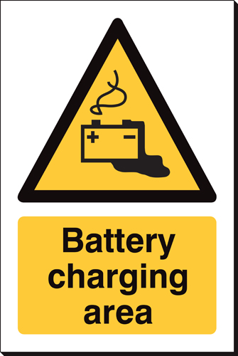 Battery Charging Area 240 x 360mm Sign