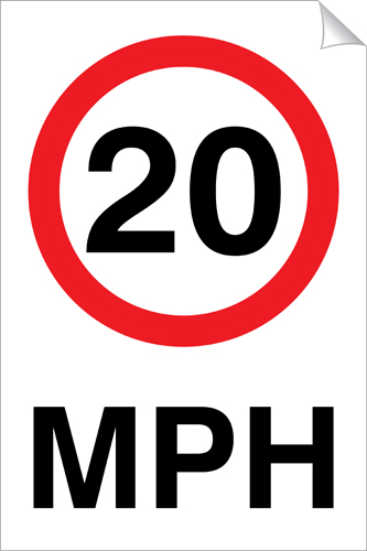 20 MPH 240 x 360mm Sticker