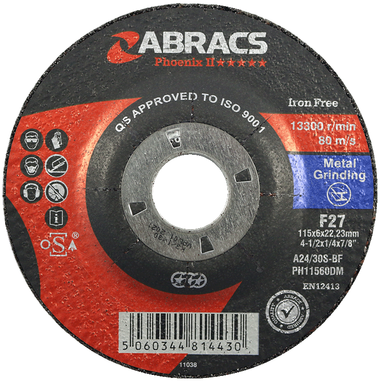 Depressed Centre Metal Grinding Disc 115x6x22mm