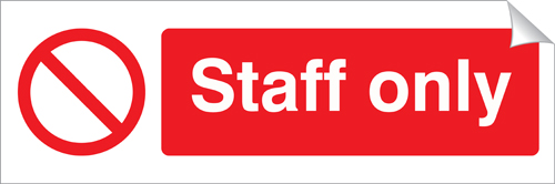 Staff Only 120 x 360mm Sticker