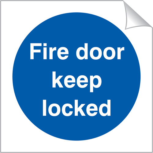 Fire Door Keep Locked 120 x 120mm Sticker