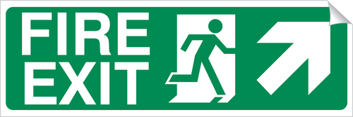 Right Corner Arrow - Fire Exit 150 x 450mm Sticker