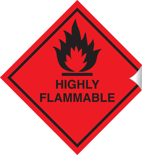 Highly Flammable 100 x 100mm Sticker