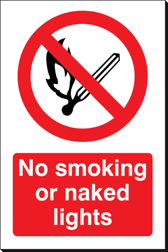 No Smoking or Naked Lights 240 x 360mm Sign