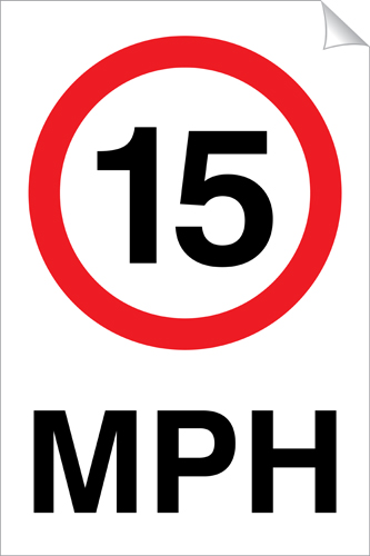 15 MPH 240 x 360mm Sticker