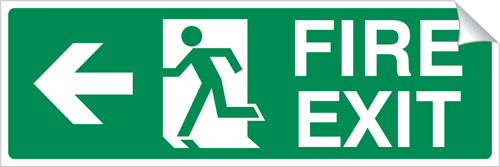 Left Arrow - Fire Exit 120 x 360mm Sticker