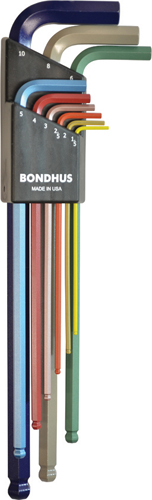 BONDHUS Ball End Hex Key Set 9pc Metric Long