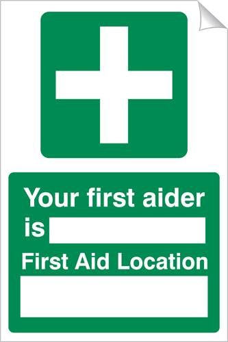 Your First Aider Is 240 x 360mm Sticker