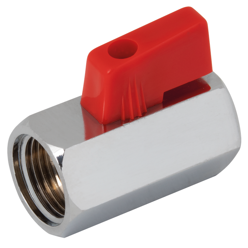 BSP MINI BALLVALVE F/F RED HANDLE