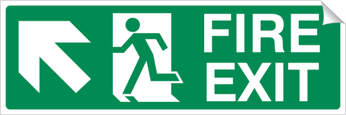 Left Corner Arrow - Fire Exit 150 x 450mm Sticker