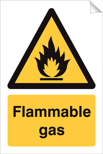 Flammable Gas 240 x 360mm Sticker