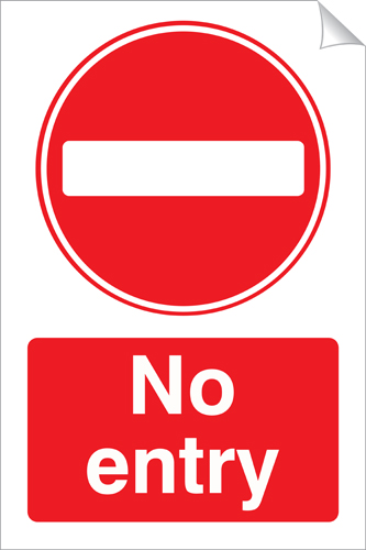 No Entry 240 x 360mm Sticker