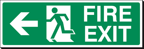 Left Arrow - Fire Exit 120 x 360mm Sign