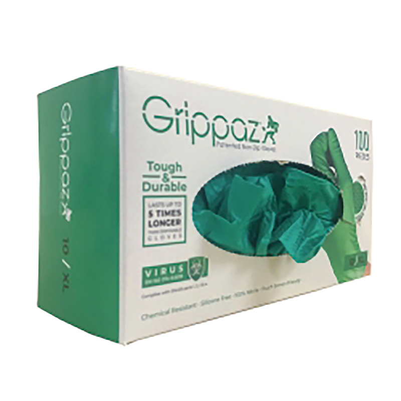 GRIPPAZ GREEN GLOVES LBOX OF 100 GLOVES