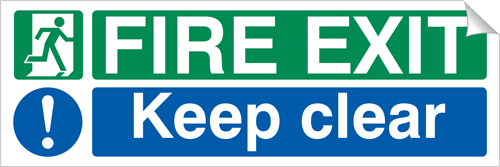 Fire Exit Keep Clear 150 x 450mm Sticker