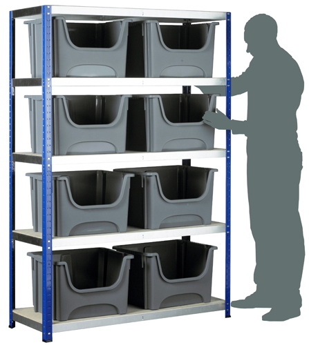 BARTON Shelving System 1200mm + 8 Space Bins