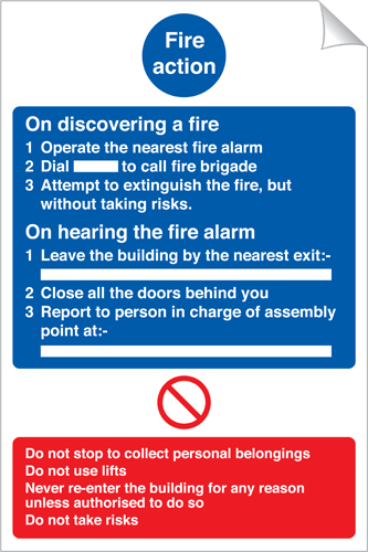 Fire Action 240 x 360mm Sticker