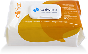 UNIWIPE 'Clinical' Anti-baterial Wipes 100pk