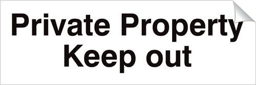 Private Property Keep Out 120 x 360mm Sticker