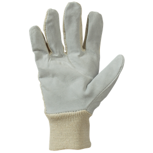 MEN COTT/CHROME LEATHER GLOVES KNITWRIST