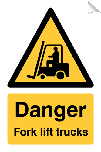 Danger Fork Lift Trucks 240 x 360mm Sticker