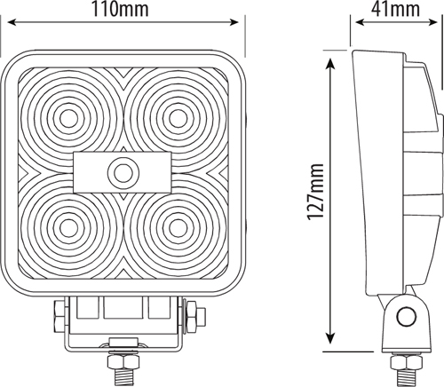 4" Square Worklamp - 1050Lm