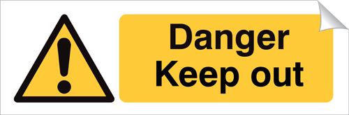 Danger Keep Out 120 x 360mm Sticker