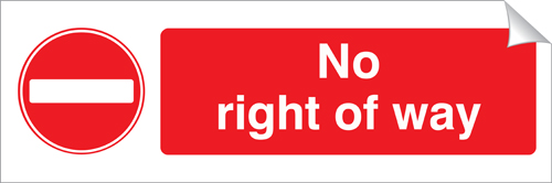 No Right Of Way 120 x 360mm Sticker