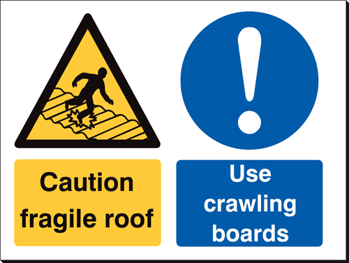 Caution Fragile Roof/Use ... Boards 480x350 Sign