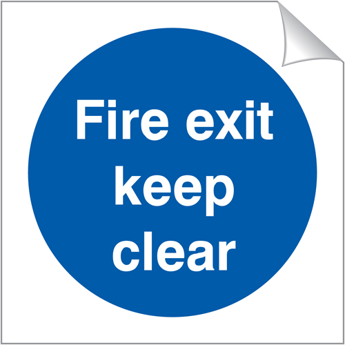 Fire Exit Keep Clear 120 x 120mm Sticker